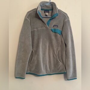 Patagonia Snap-T Gray Teal Fleece Pullover Women’s Large